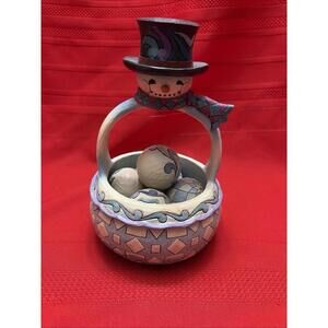 Jim Shore Heartwood Creek Winter's Snowman Christmas Basket